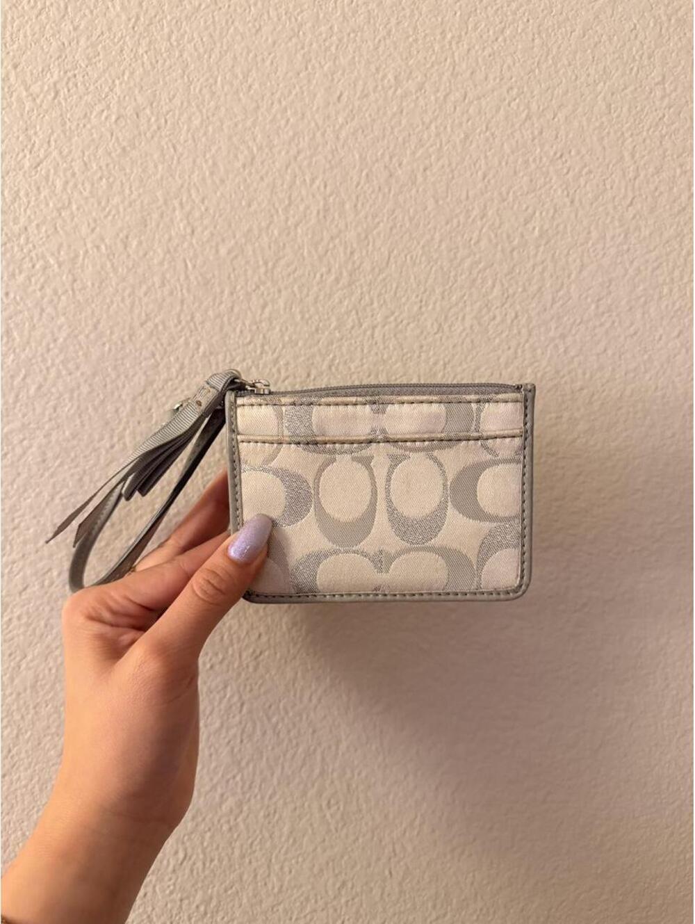 Vintage Gray/Silver Coach Cardholder Wristlet